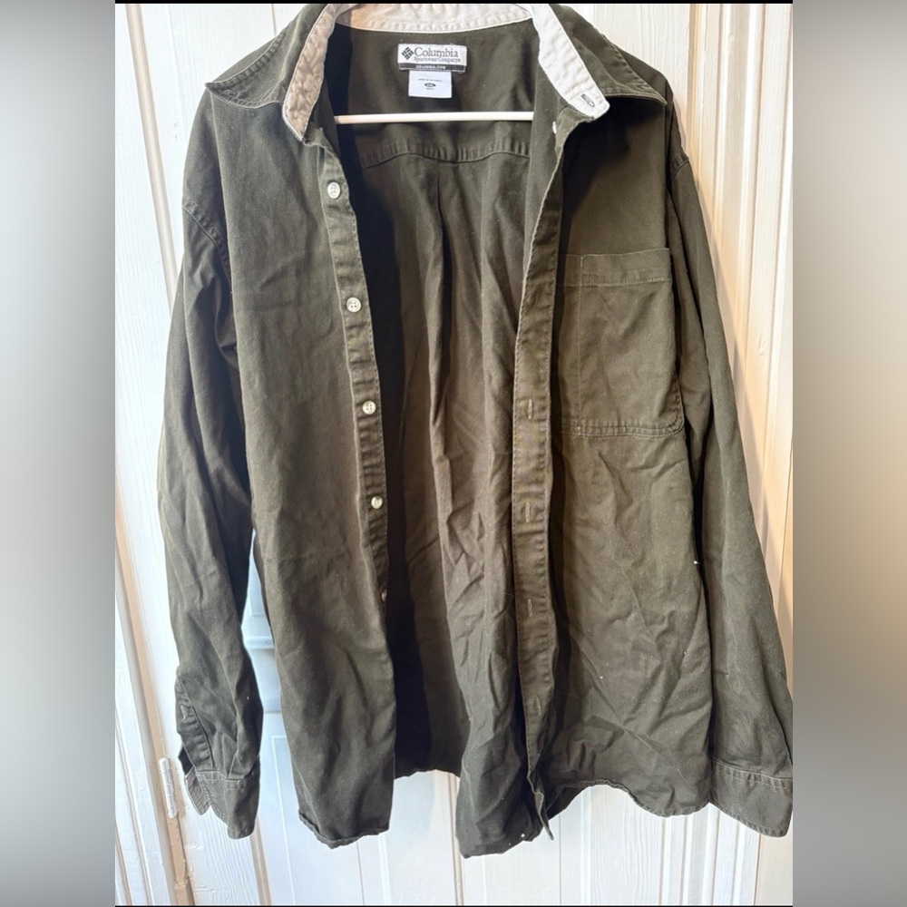 Columbia Men’s Dark Green Button-Up Long Sleeve Shirt Size XXL, 100% Cotton